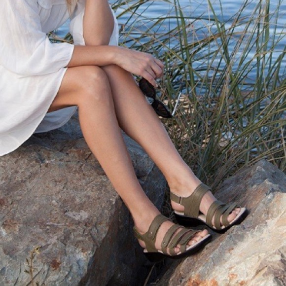 Orthotic Leather Adjustable Kitten Wedge Sandals - Picture 2 of 4